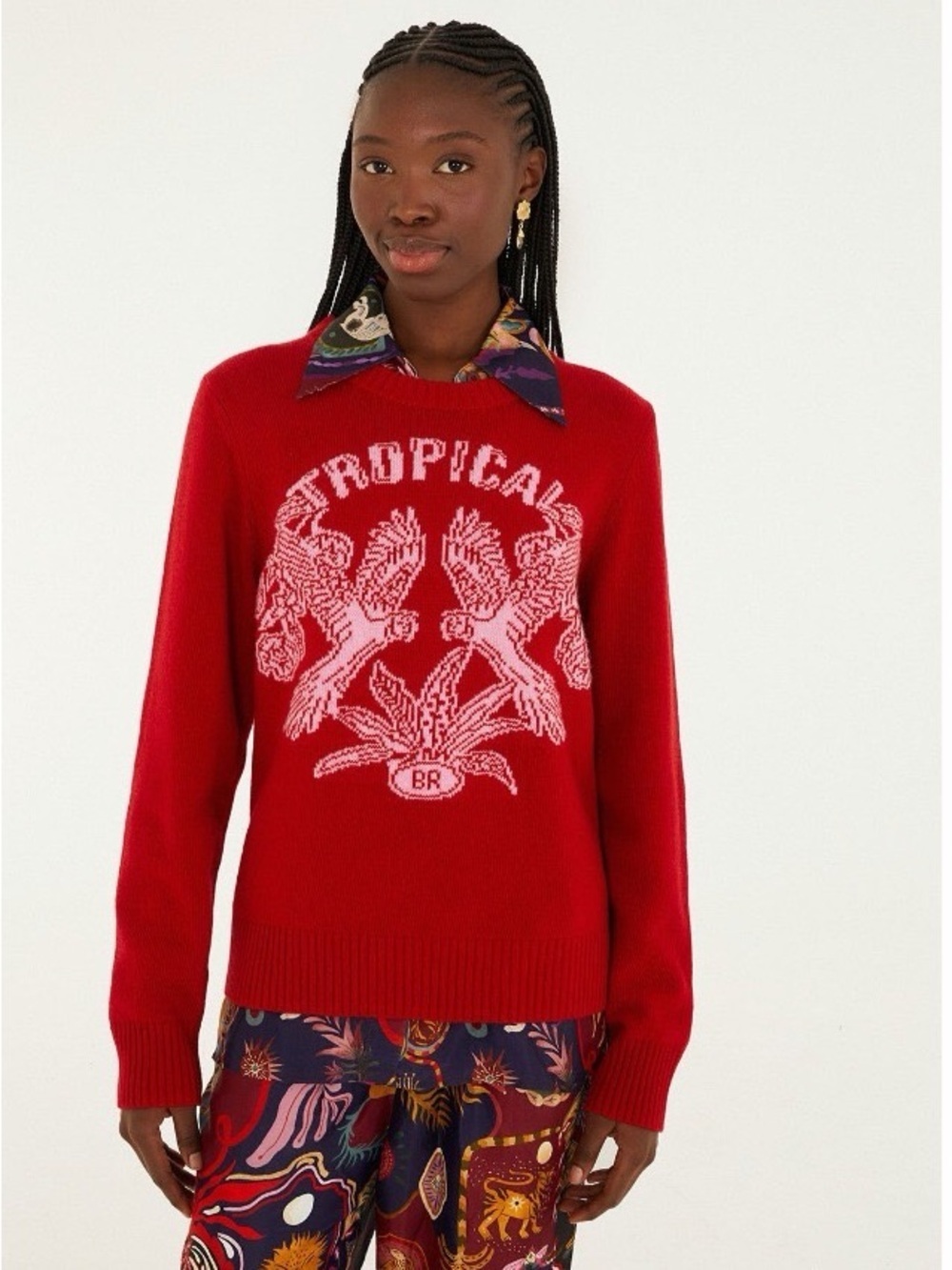 Farm Rio: Tropical Red Knit Sweater